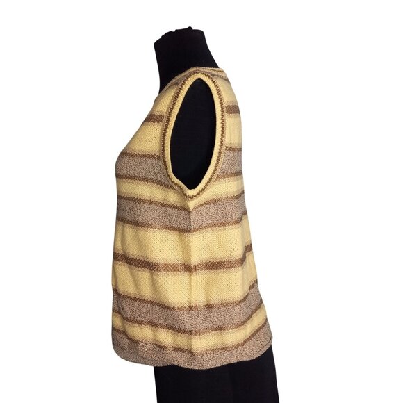 St John Sport Marie Gray P Sweater Shell Tank Top Santana Knit Striped Metallic - Picture 2 of 11